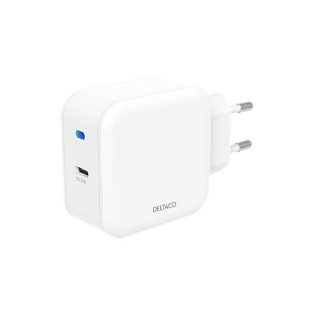 Deltaco - USB-C lader 3.0A (30W) (Han-Han) (Hvid) - 0,1 m