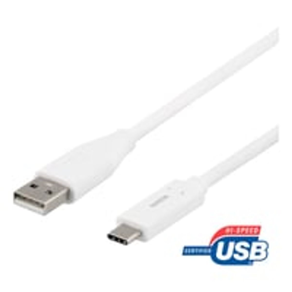 DELTACO USB-C to USB-A kabel, 1m, 3A, USB 2.0, hvid