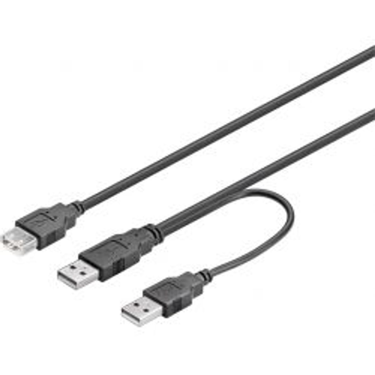 Deltaco Usb Power Cable Ycable 2xtype A Male To 1xtype A Female 0.3m