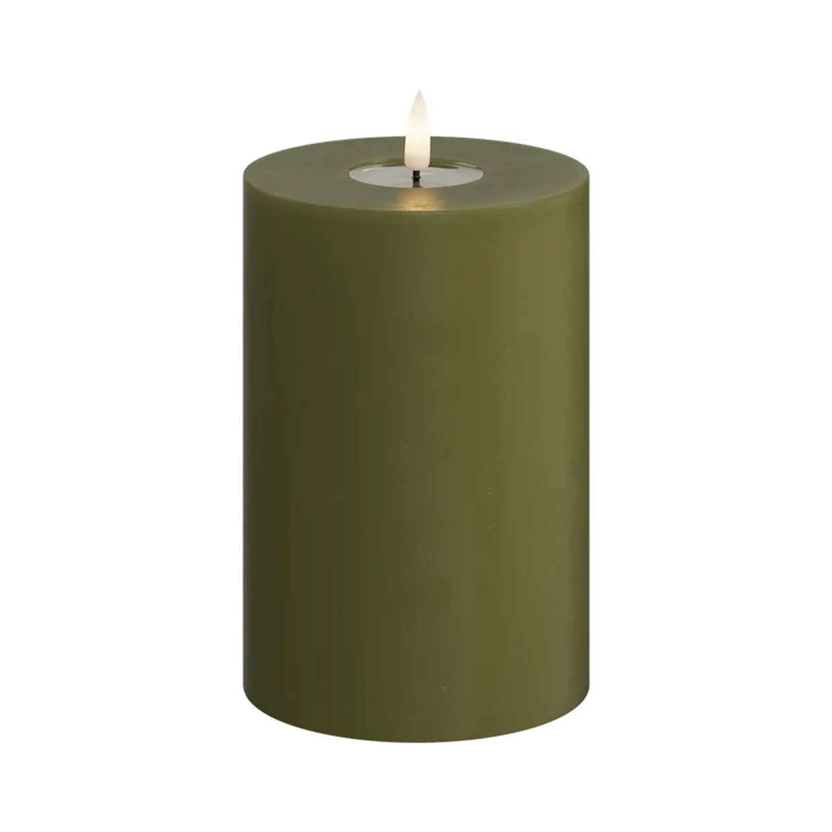 Deluxe Homeart LED Bloklys - Olive Green - 15 cm