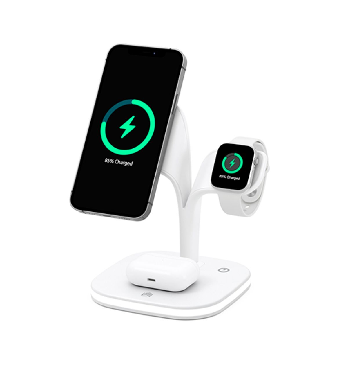 DeLX&trade; | 3-i-1 Trådløs Ladestation til iPhone, Watch & AirPods - Hvid