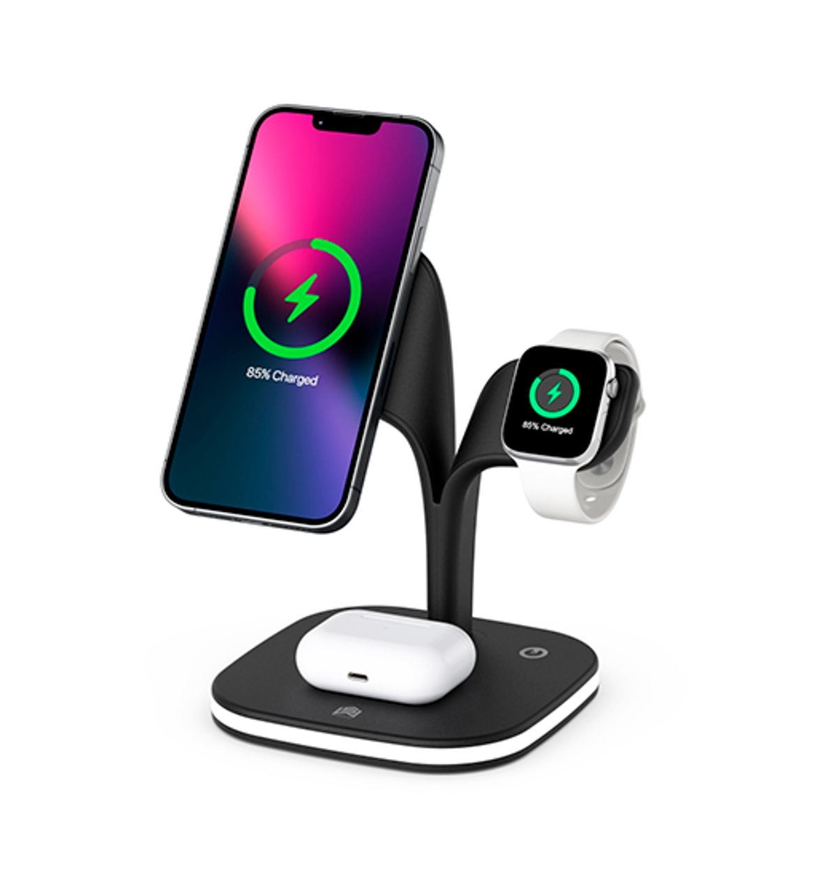 DeLX&trade; | 3-i-1 Trådløs Ladestation til iPhone, Watch & AirPods - Sort