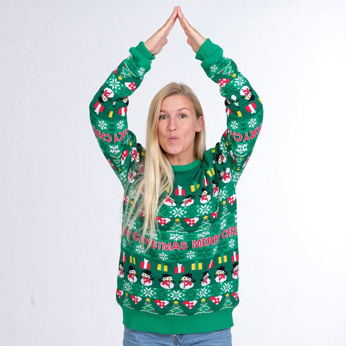 Den Grønne Stemningsjulesweater - dame / kvinder.