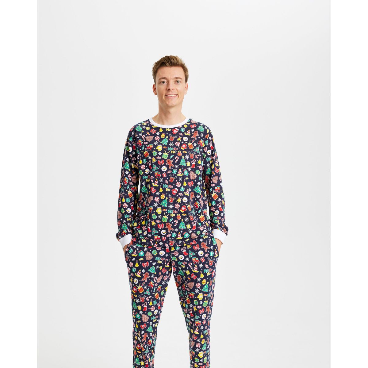 Den Julede Julepyjamas Blå - herre / mænd.