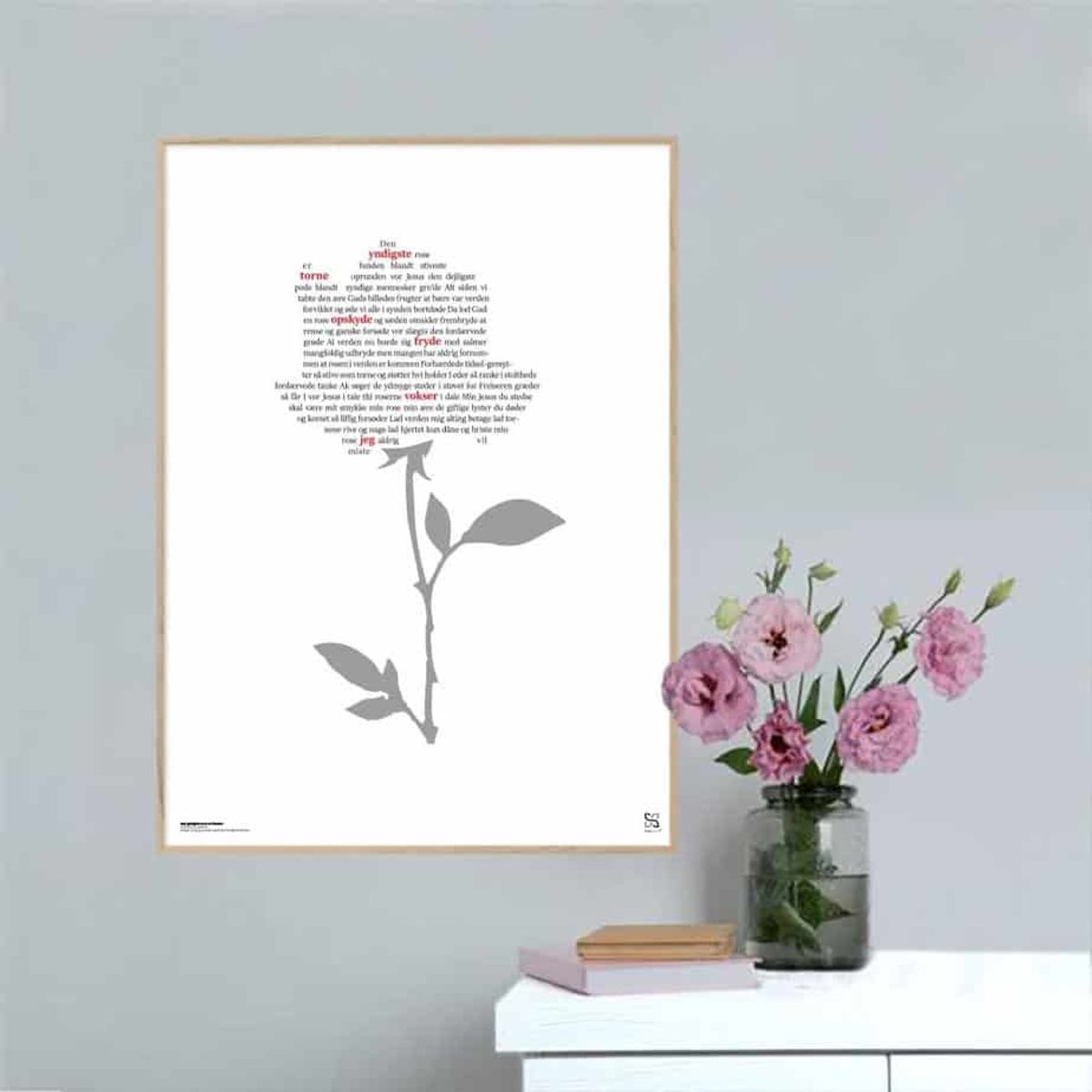 Den yndigste rose er funden - Songshape plakat - 15 x 21 cm / XS / lodret