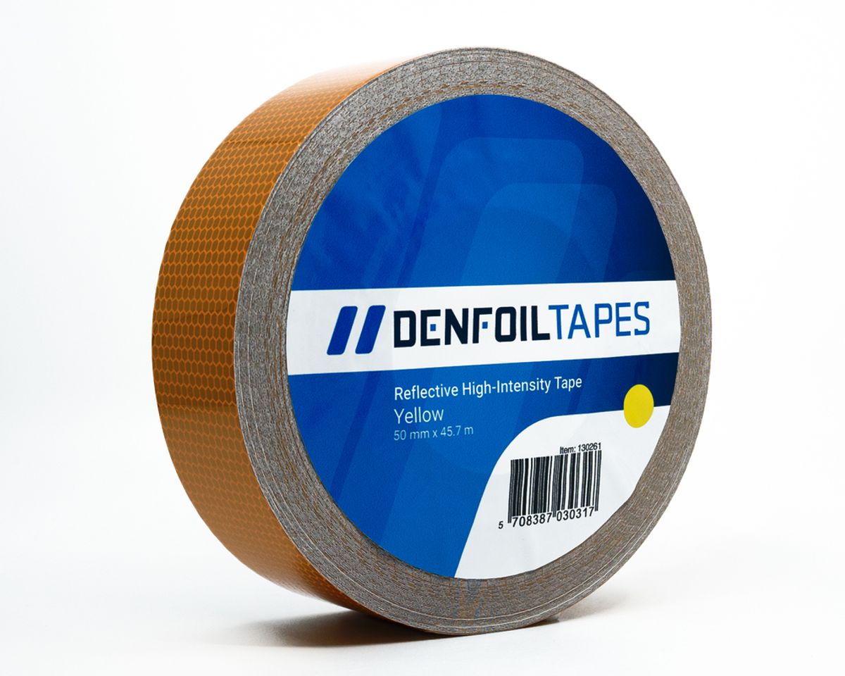 DENFOIL High Intensity Reflekstape - Glasbeed - Retro Refleks - Gul - 50 mm x 1 m