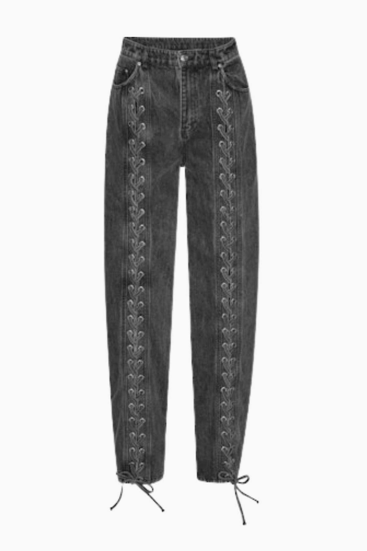 Denim Laced Leg Pants - Black - ROTATE - Sort 26