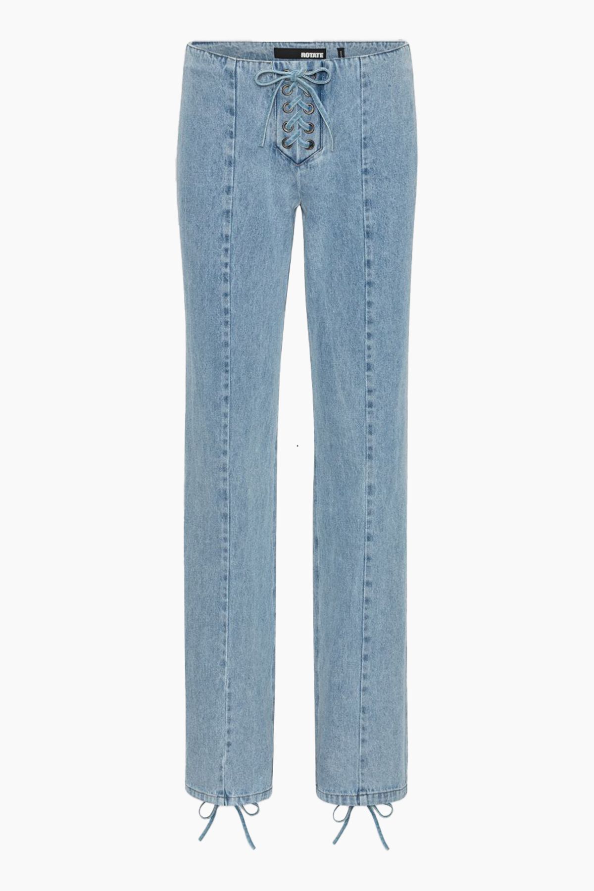 Denim Laced Waist Pants - Light Blue Denim - ROTATE - Blå L