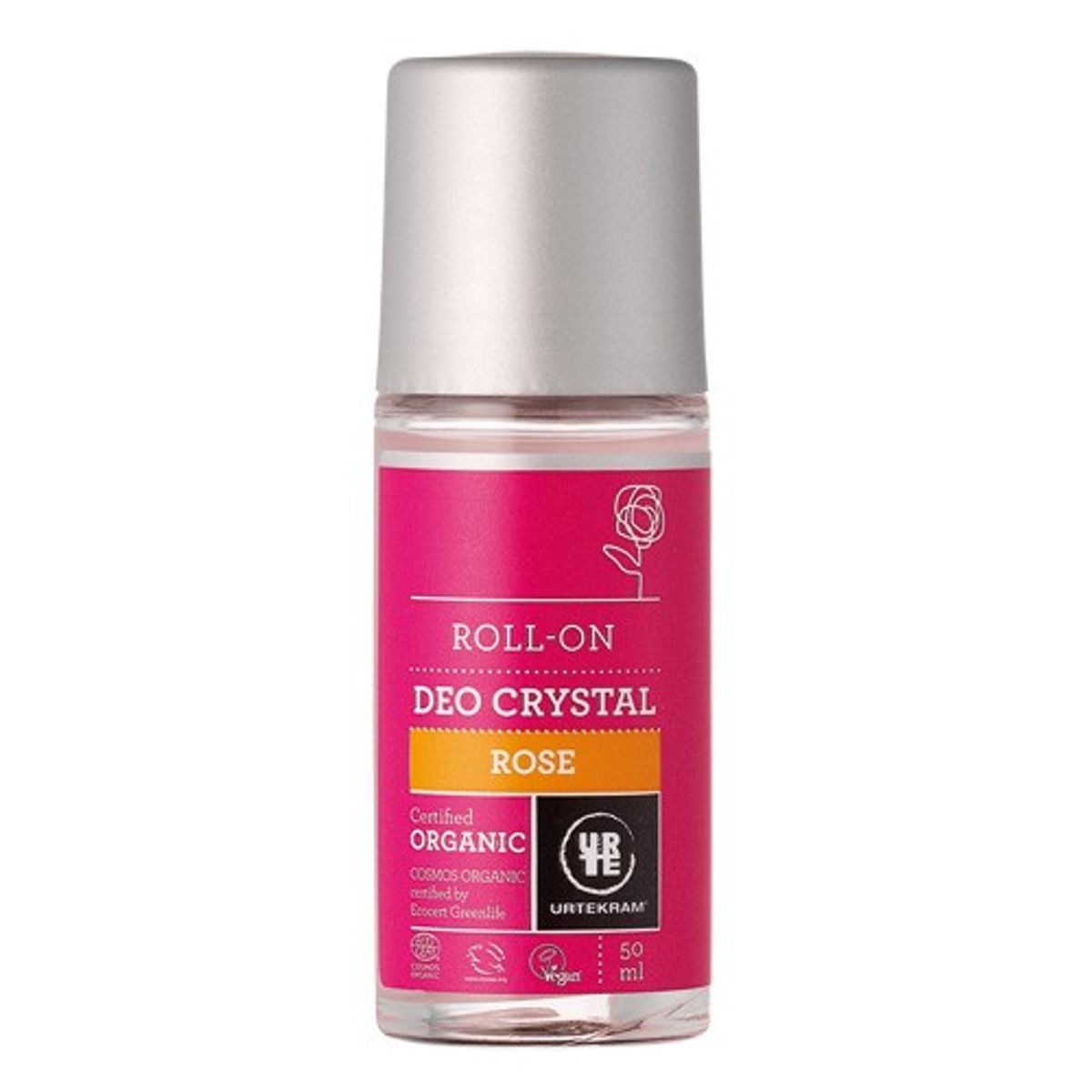 Deo crystal roll on Rose Økologisk - 50 ml - Urtekram