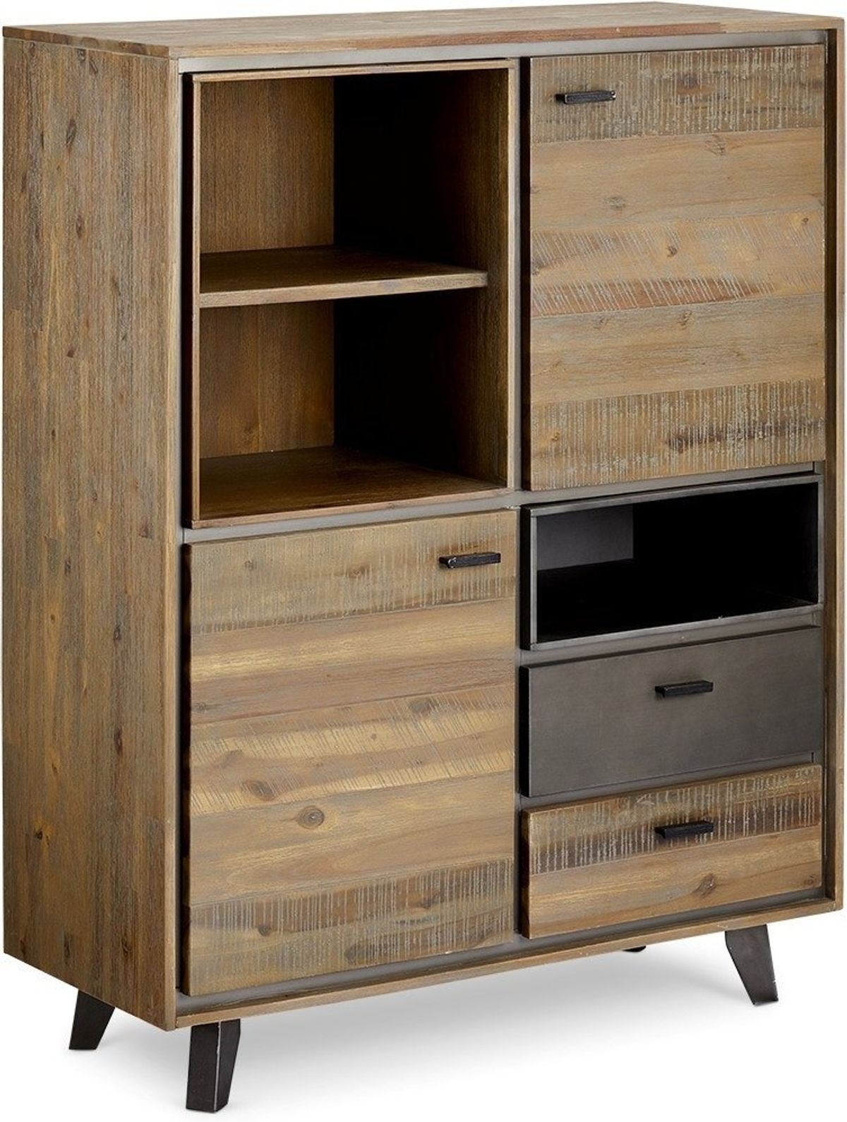 Derby, Highboard med udtrækslåger, H130x100x40 cm, akacietræ