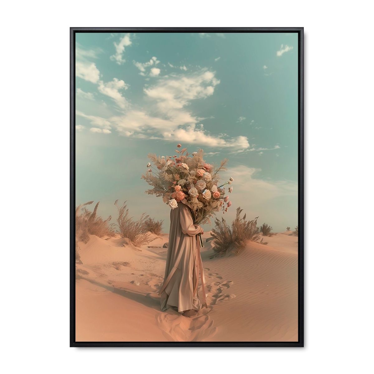 Desert Bloom - 70x100 cm. - Sort ramme