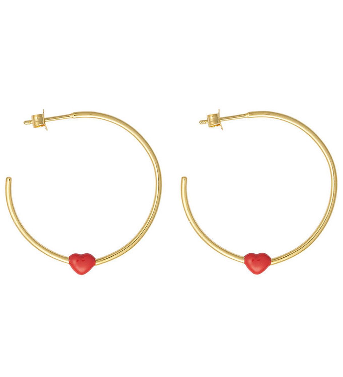 Design Letters Øreringe - Little Big Love Hoops - Guld/Coral