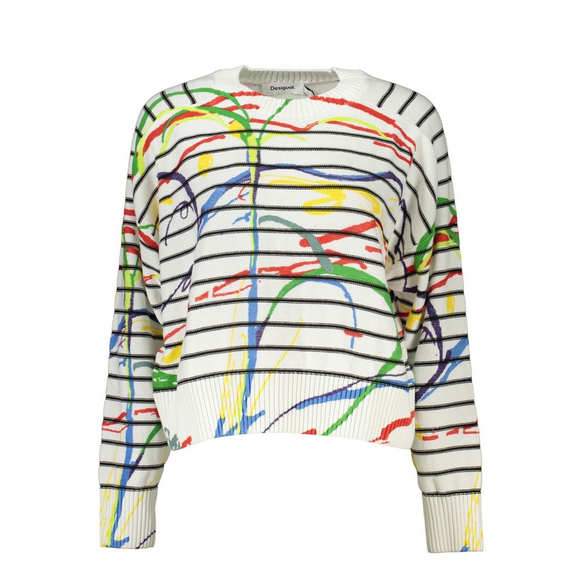 Desigual Chic Contrast Detail Crew Neck Sweater