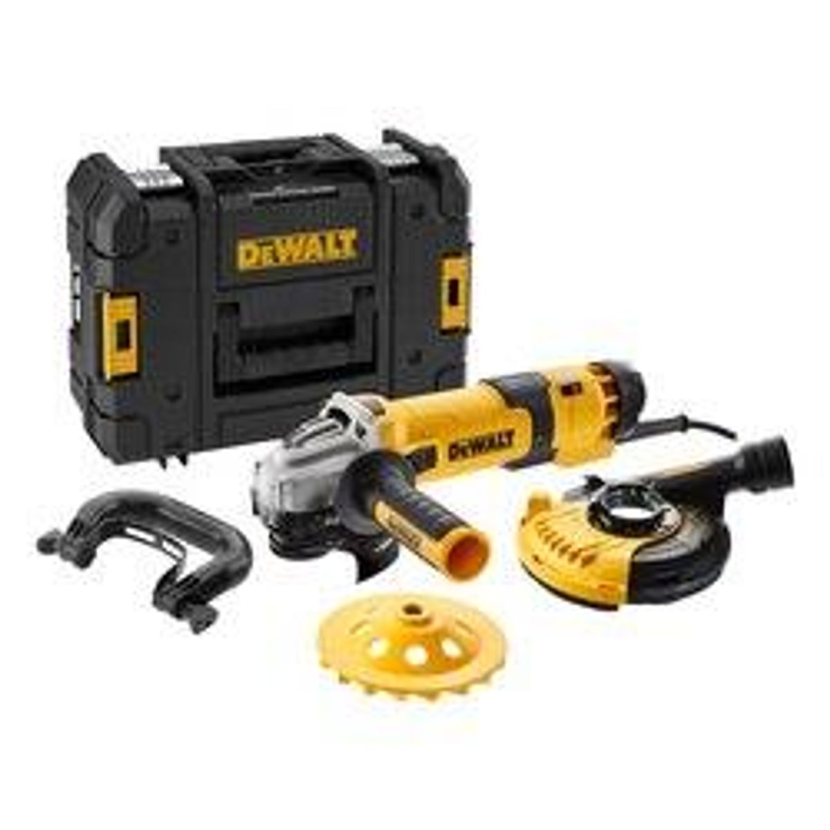 DeWalt 125mm 1500W vinkelsliber med sæt til overfladeslibning