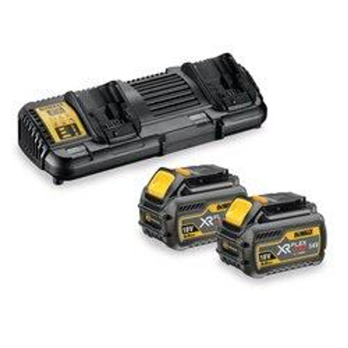 DeWalt 18/54V XR FLEXVOLT 2 x 6Ah-batterier og dobbeltlader