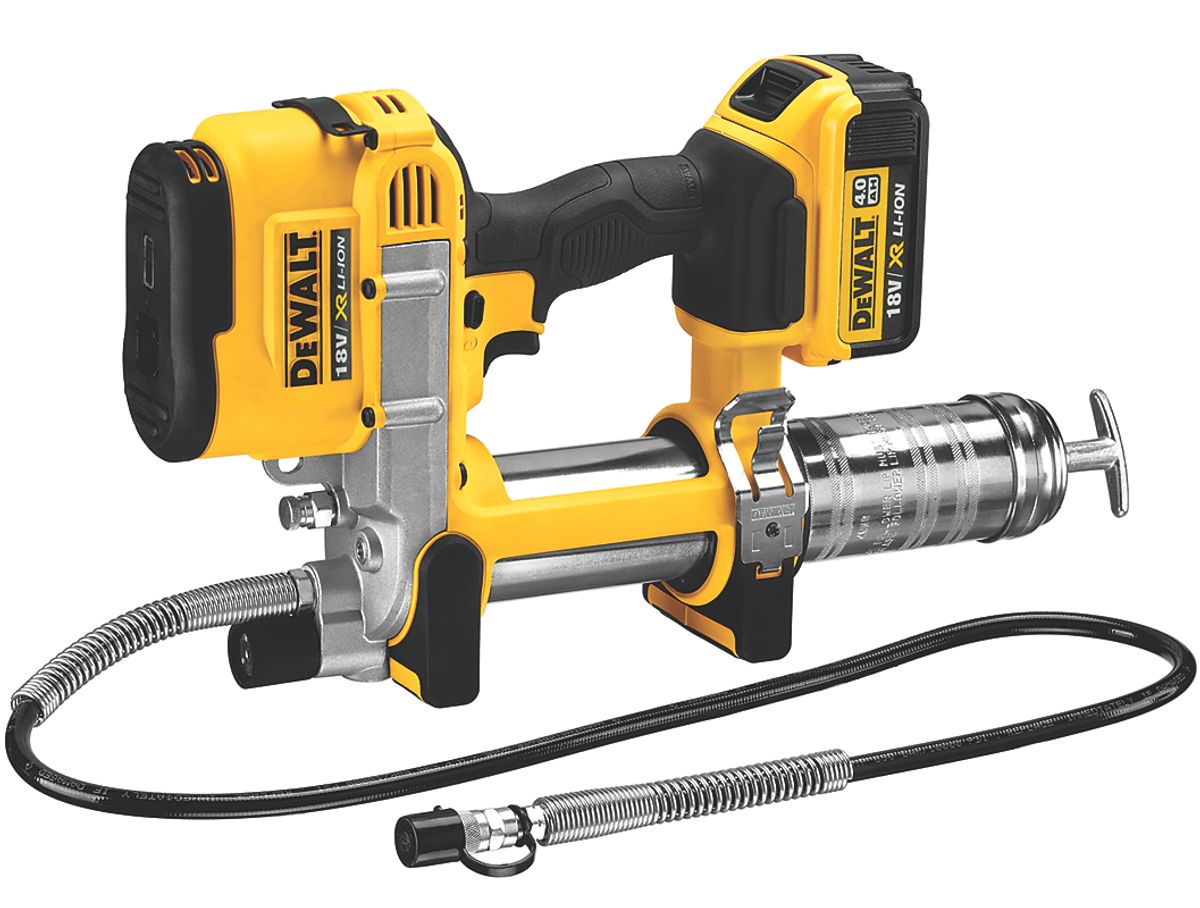 Dewalt fedtsprøjte 18V XR DCGG571M1 - Inkl. 1 stk. 4,0Ah batteri, oplader, strop & kuffert