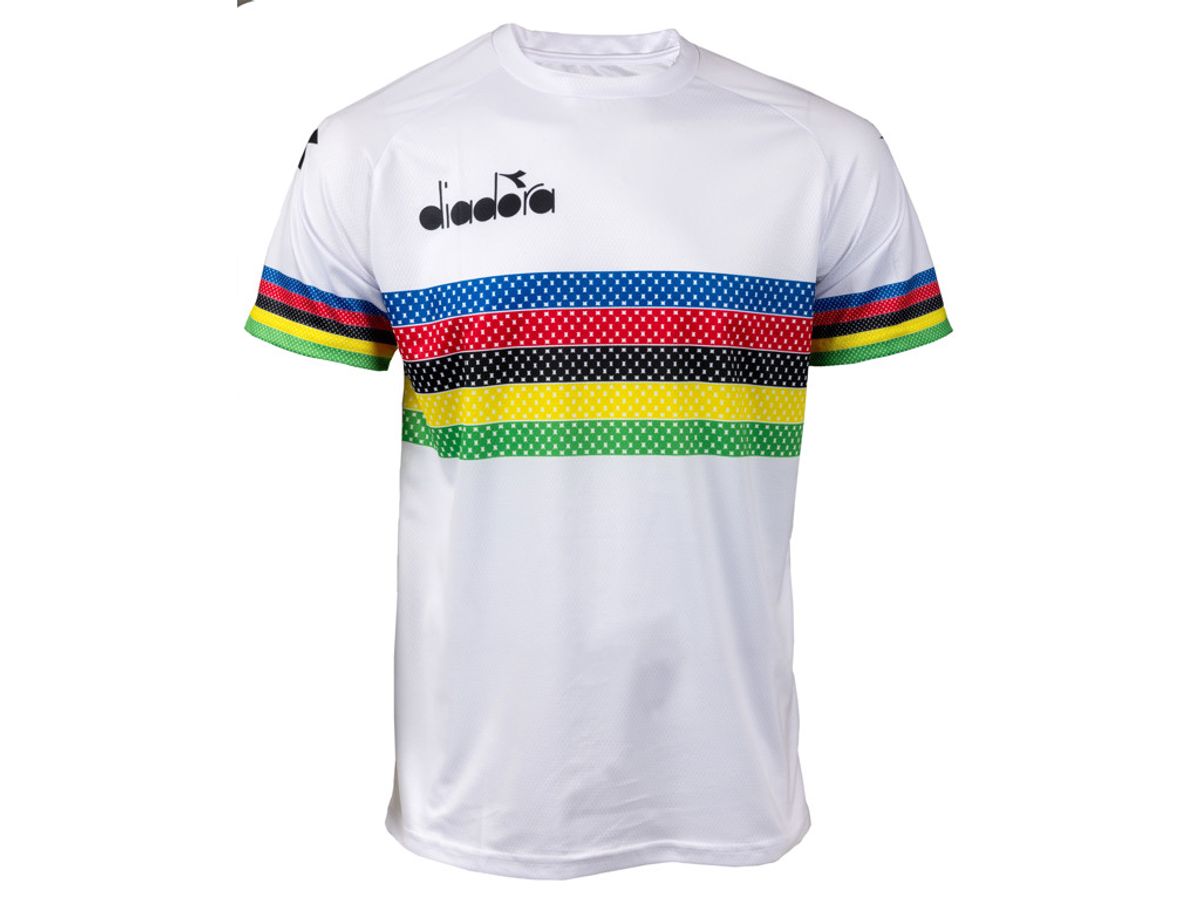 Diadora - Cykel T-Shirt med VM striber - Str. 10 år - Hvid