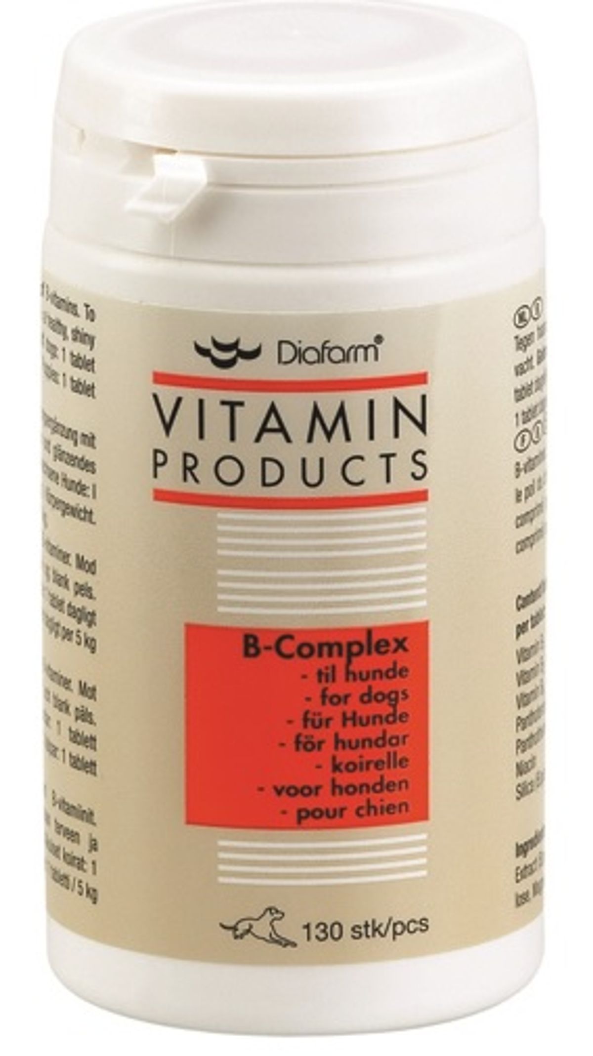 Diafarm B-Complex. B-vitamintabletter til hunde. 130stk.