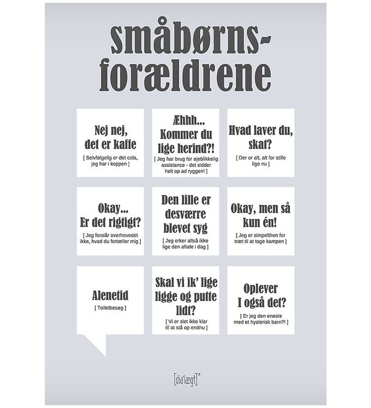 Dialægt Plakat - 30x42 - Småbørns-forældre