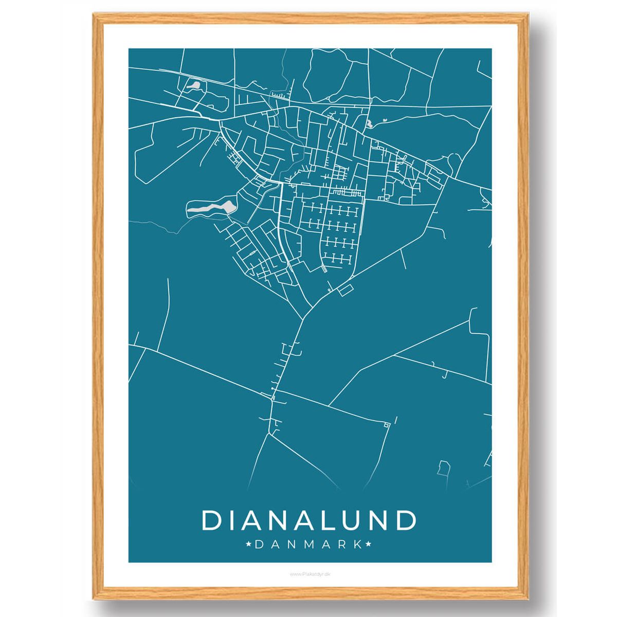 Dianalund by plakat - blå (Størrelse: M - 30x40cm)