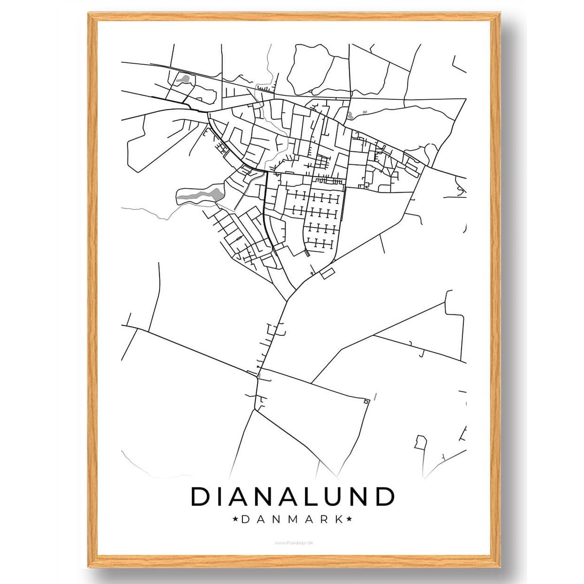 Dianalund by plakat - hvid (Størrelse: M - 30x40cm)