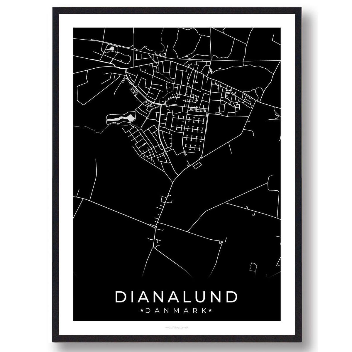 Dianalund by plakat - sort (Størrelse: XS - 15x21cm (A5))