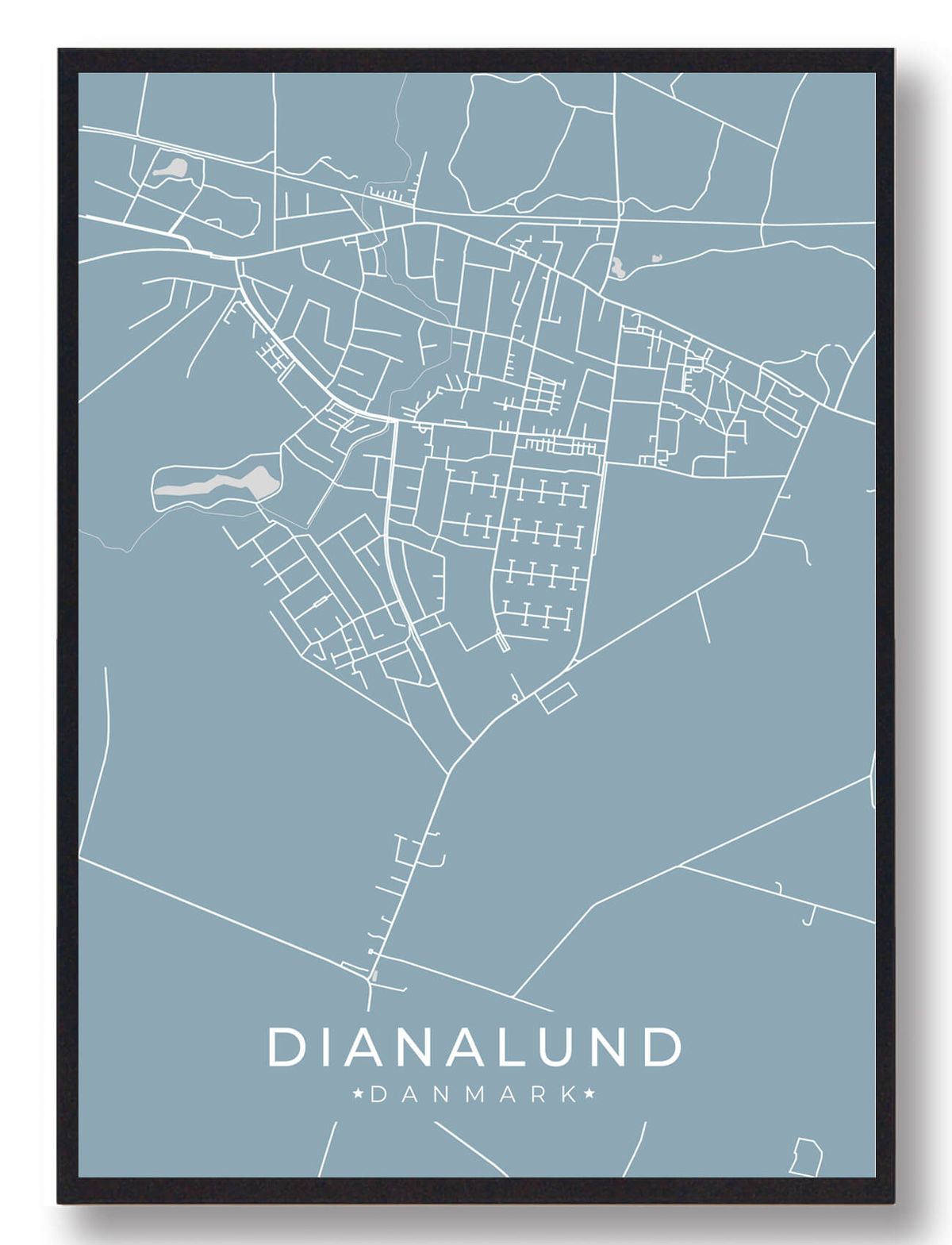 Dianalund plakat - lyseblå (Størrelse: L - 50x70cm (B2))