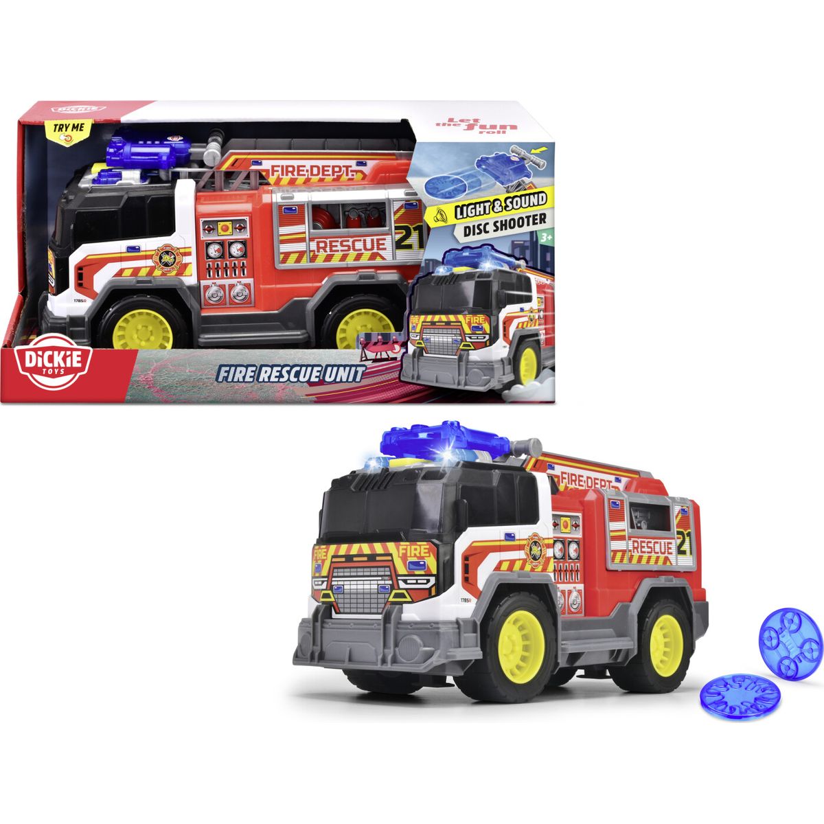 Dickie Toys - Brandbil Legetøj Med Lys Og Lyd - Fire Rescue Unit