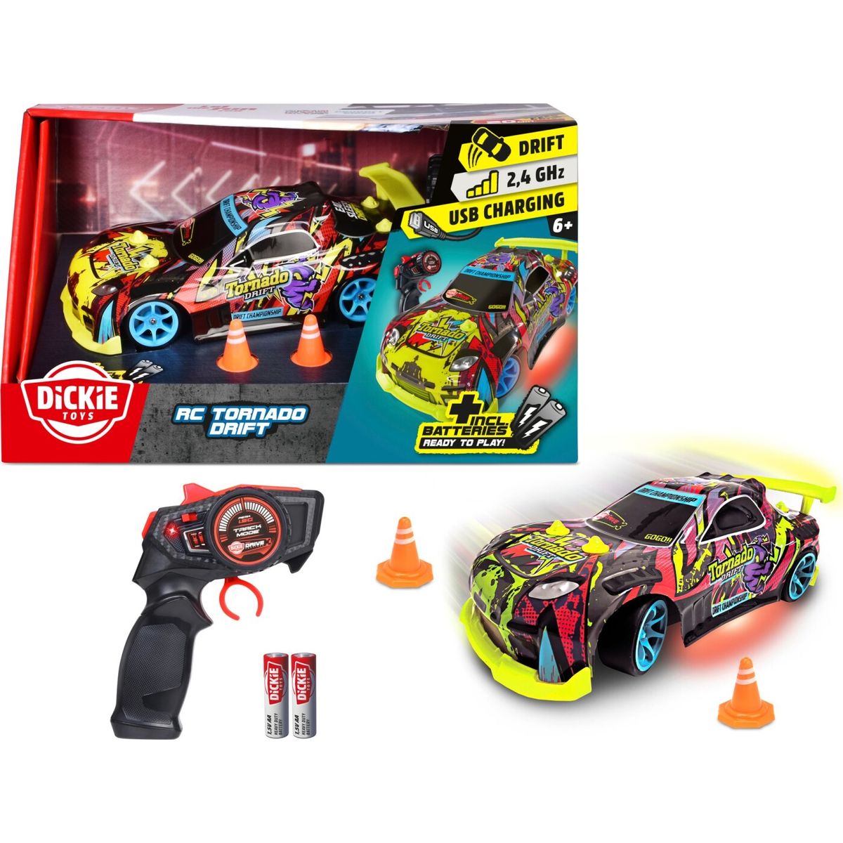 Dickie Toys - Rc Tornado Drift - Fjernstyret Bil