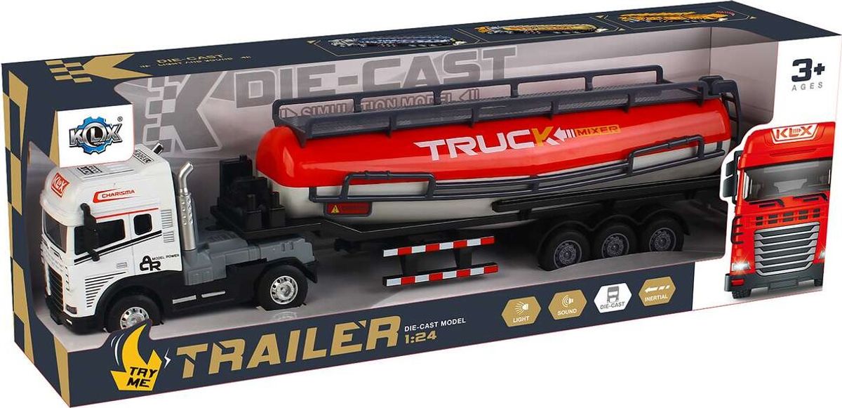 Die-cast Truck With Tank Trailer W/light & Sound - Klx Toys