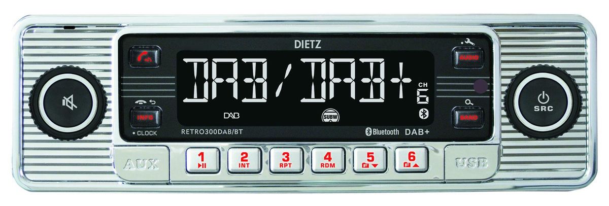 Dietz Retro bilradio med MP3, USB, RDS, AUX, DAB+ & Bluetooth - Sølv