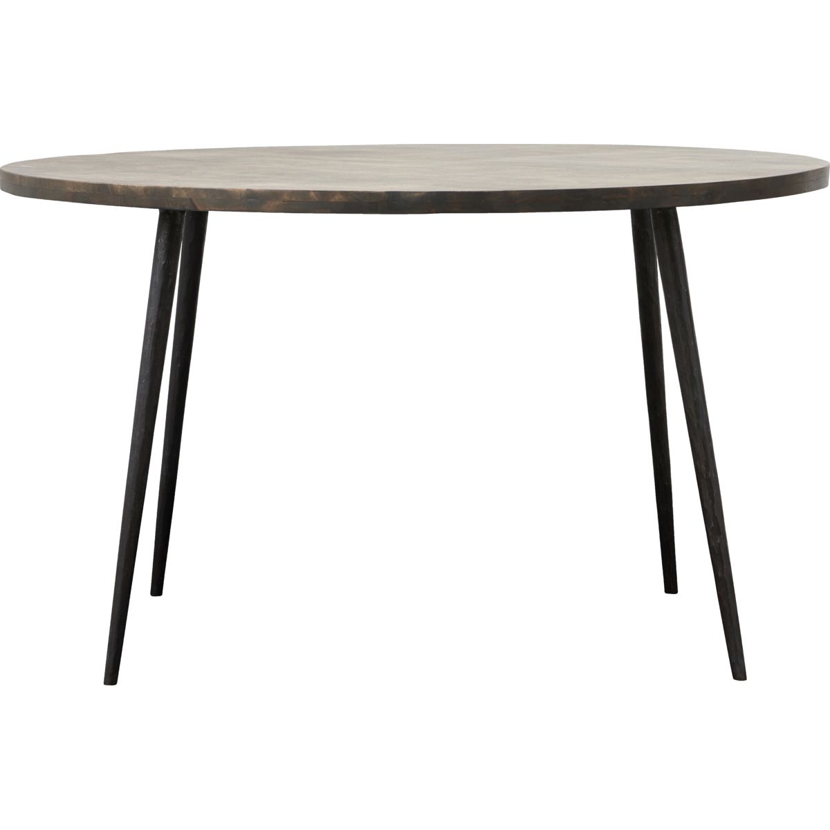 Dining table, HDClub, Black stain - Black stain / Table top: Mango Wood , Frame: Iron / h: 76 cm, dia: 130 cm