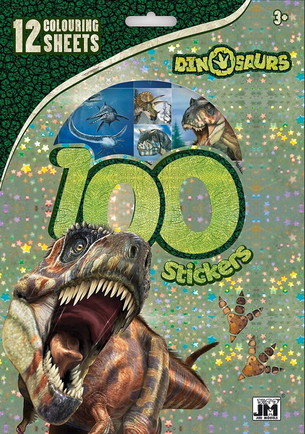 Dinosaur Aktivitetssæt Med 100 Klisternærker Og 12 Ark