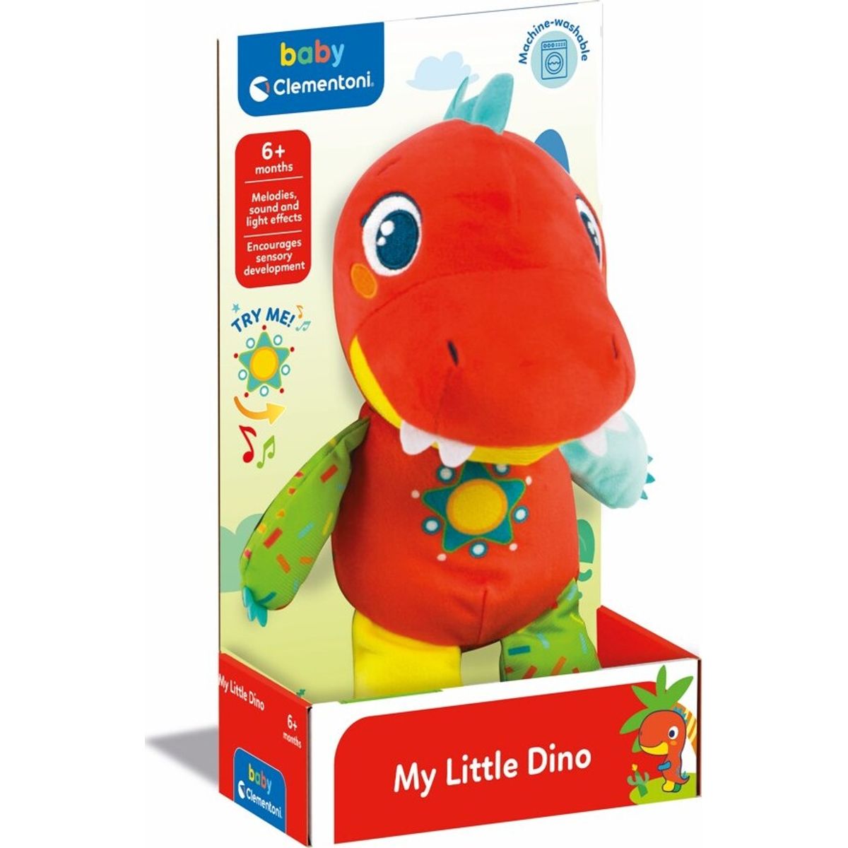 Dinosaur Bamse Med Lyd Og Lys - Clementoni Baby - 27 Cm