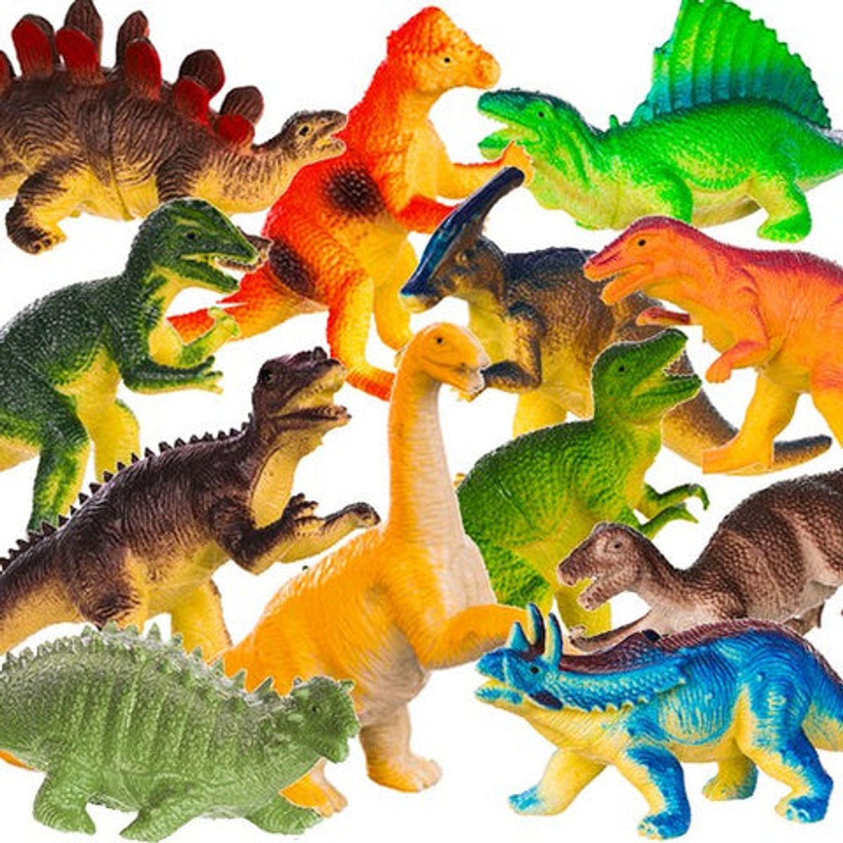 Dinosaur Figurines Sæt - 12 Farverige Dinosaurer til Leg og Læring