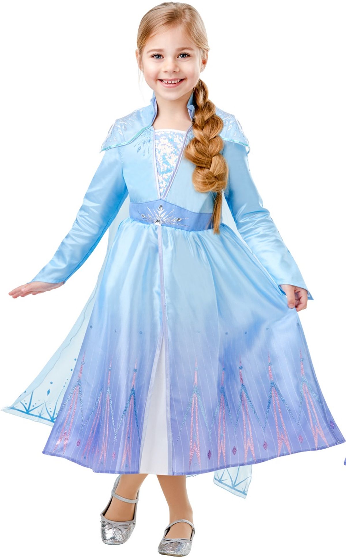 Disney Frost 2 ELSA Deluxe Kjole Udklædningstøj (3-9 år)(Str. 104/S)