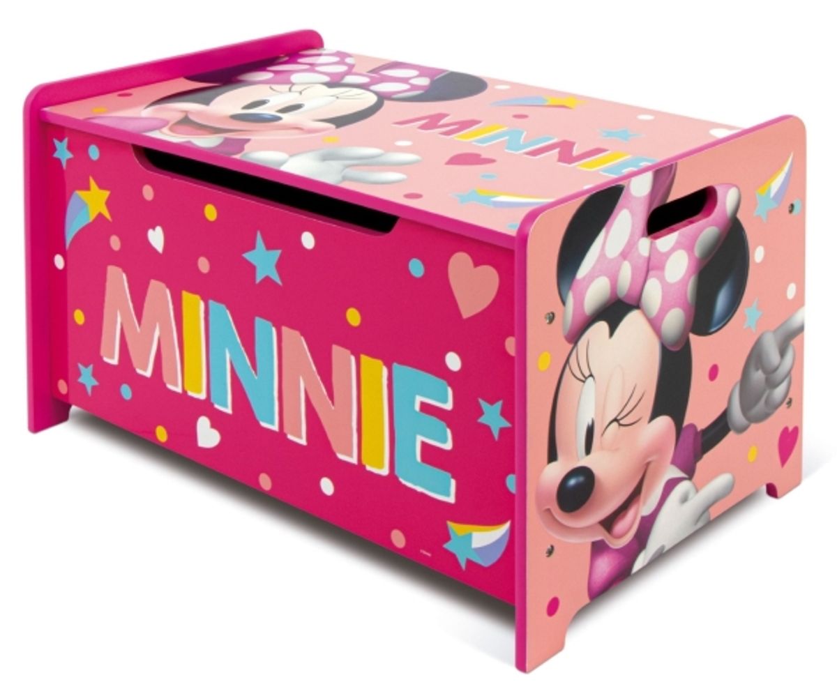 Disney Minnie Mouse Legetøjskasse Og Bænk I Træ