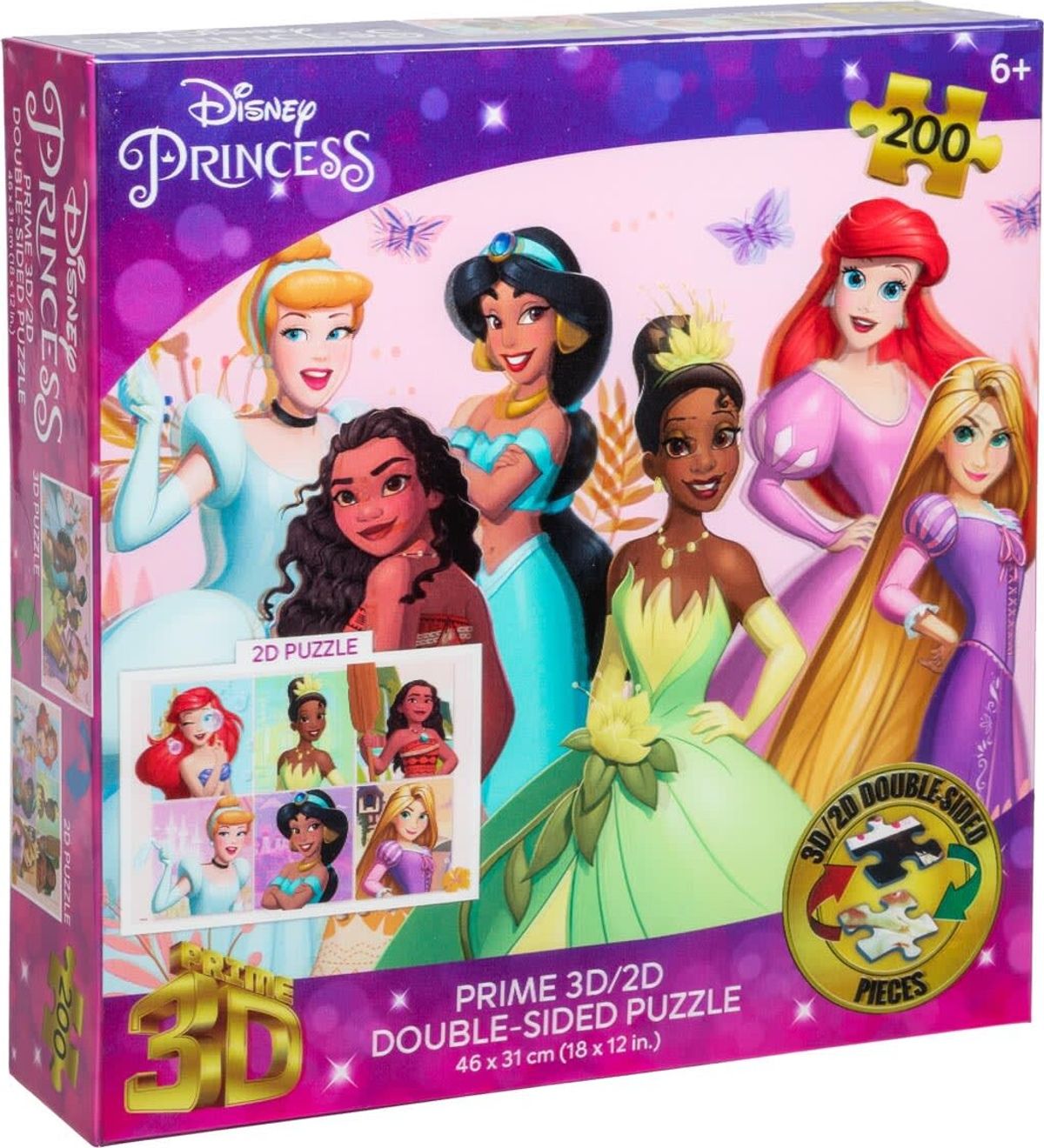 Disney Princess - 3d Puslespil - Dobbeltsidet - 200 Brikker