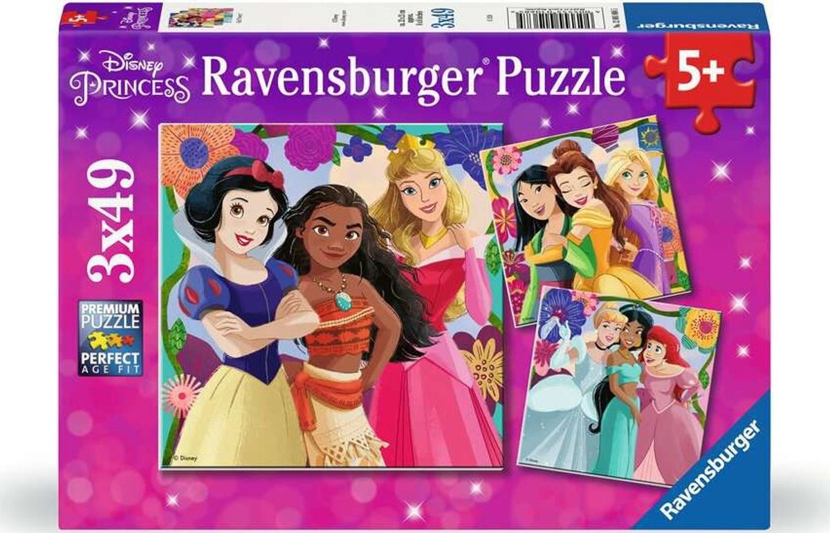 Disney Princess Puslespil - 3x49 Brikker - Ravensburger