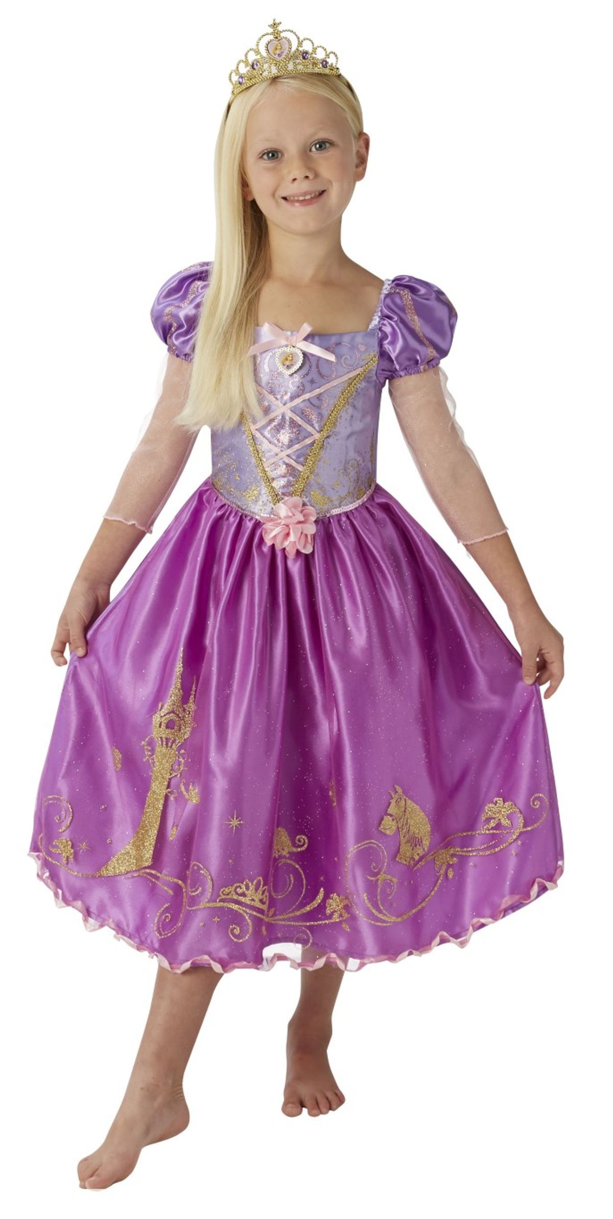 Disney Prinsesse Rapunzel Deluxe Kjole Udklædningstøj (3-9 år)(Str. 128/L)