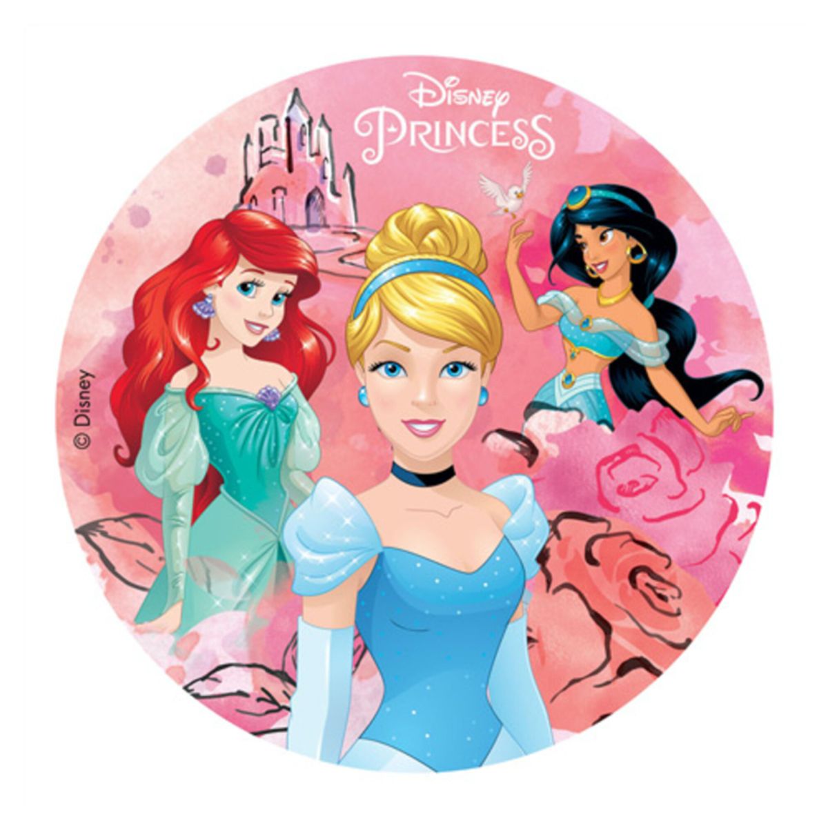 Disney prinsesser rundt kageprint - 20 cm.