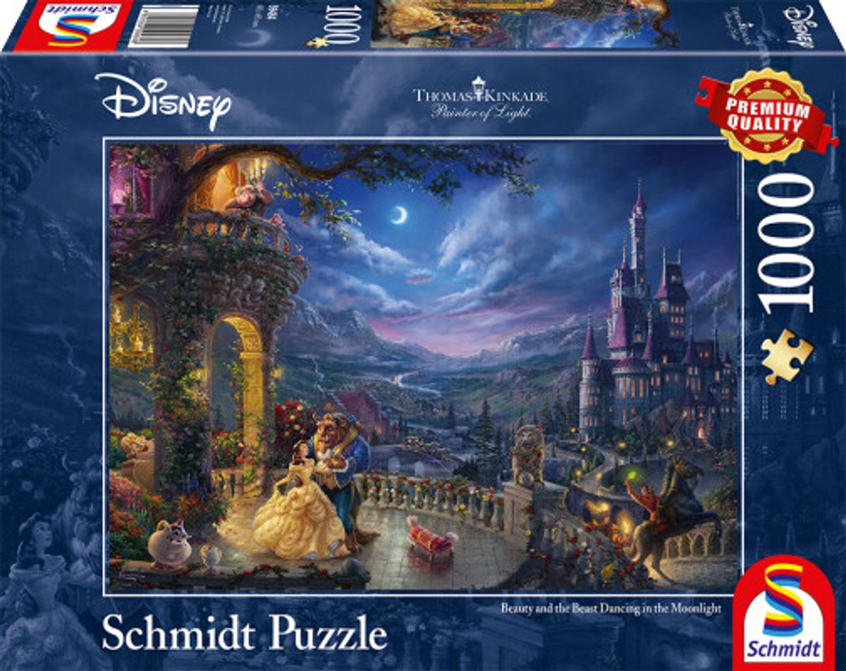 Disney Puslespil - Thomas Kinkade - Skønheden Og Udyret - 1000 Brikker - Schmidt