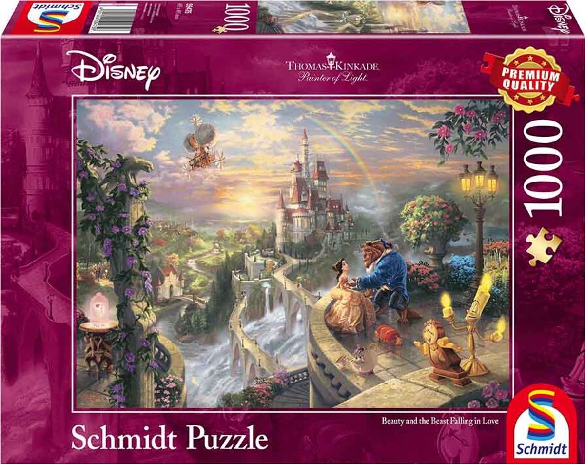 Disney Puslespil - Thomas Kinkade - Skønheden Og Udyret - 1000 Brikker - Schmidt