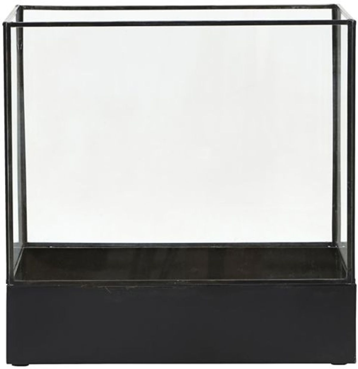 Displaybokse, antik sort, H30x30x21 cm, glas, messing