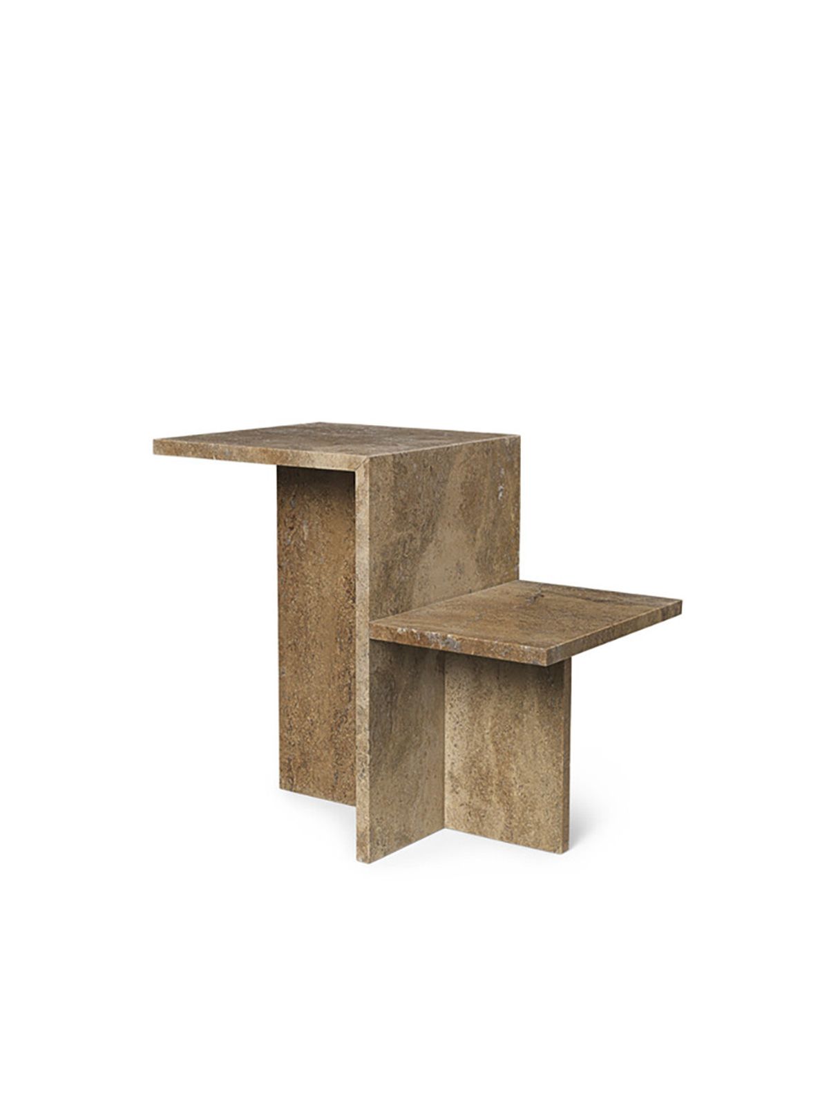 Distinct Side Table, Dark Brown Travertine fra Ferm Living