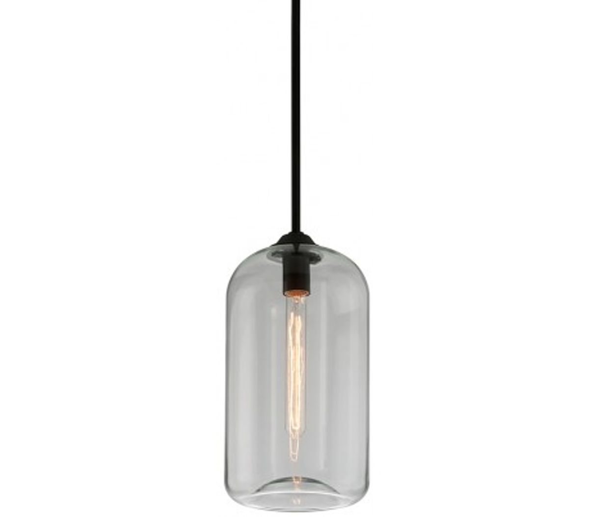 District Loftlampe i glas og jern Ø20,5 cm 1 x E27 - Satineret sort/Sort