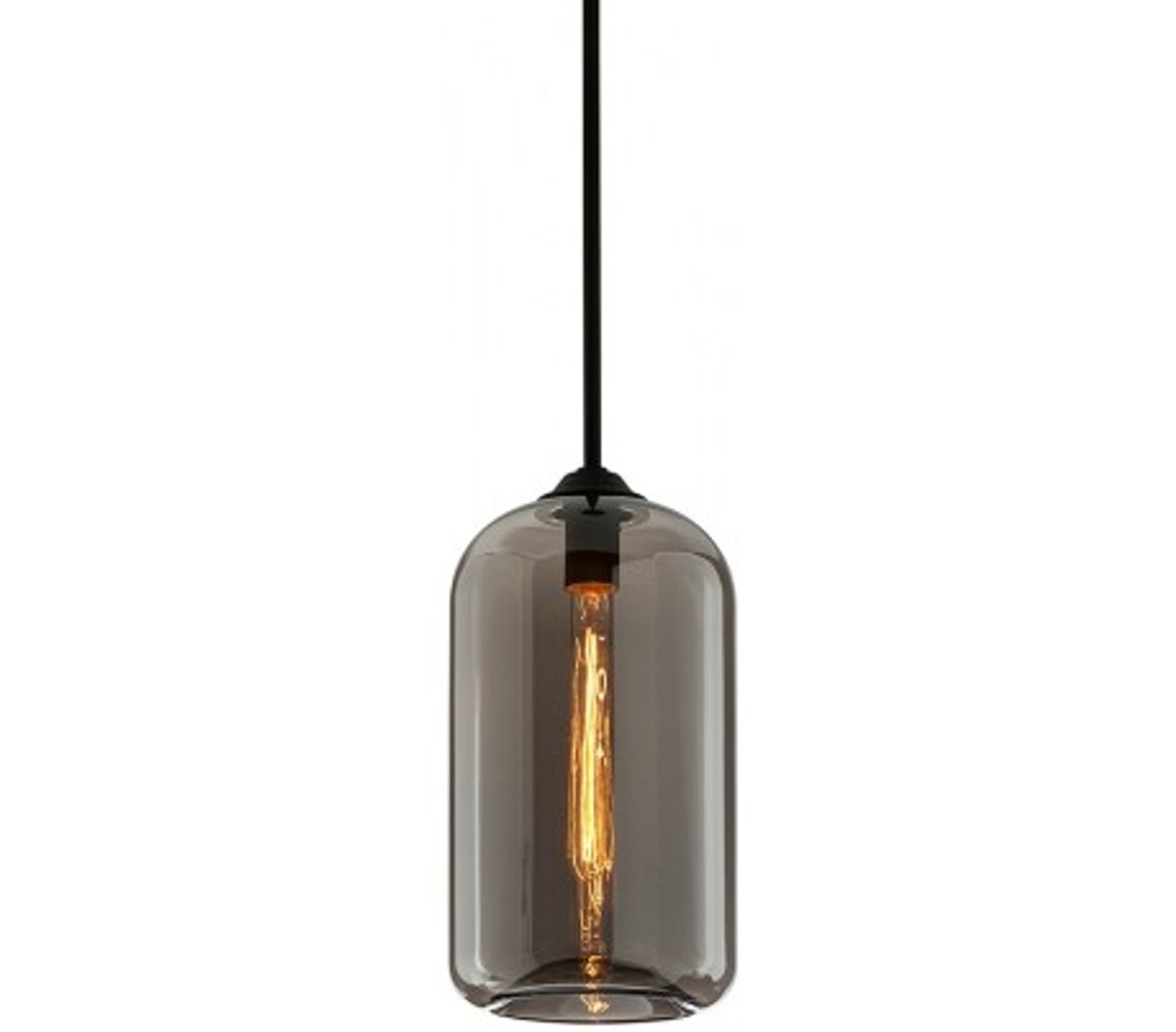 District Loftlampe i glas og jern Ø20,5 cm 1 x E27 - Smoked/Sort