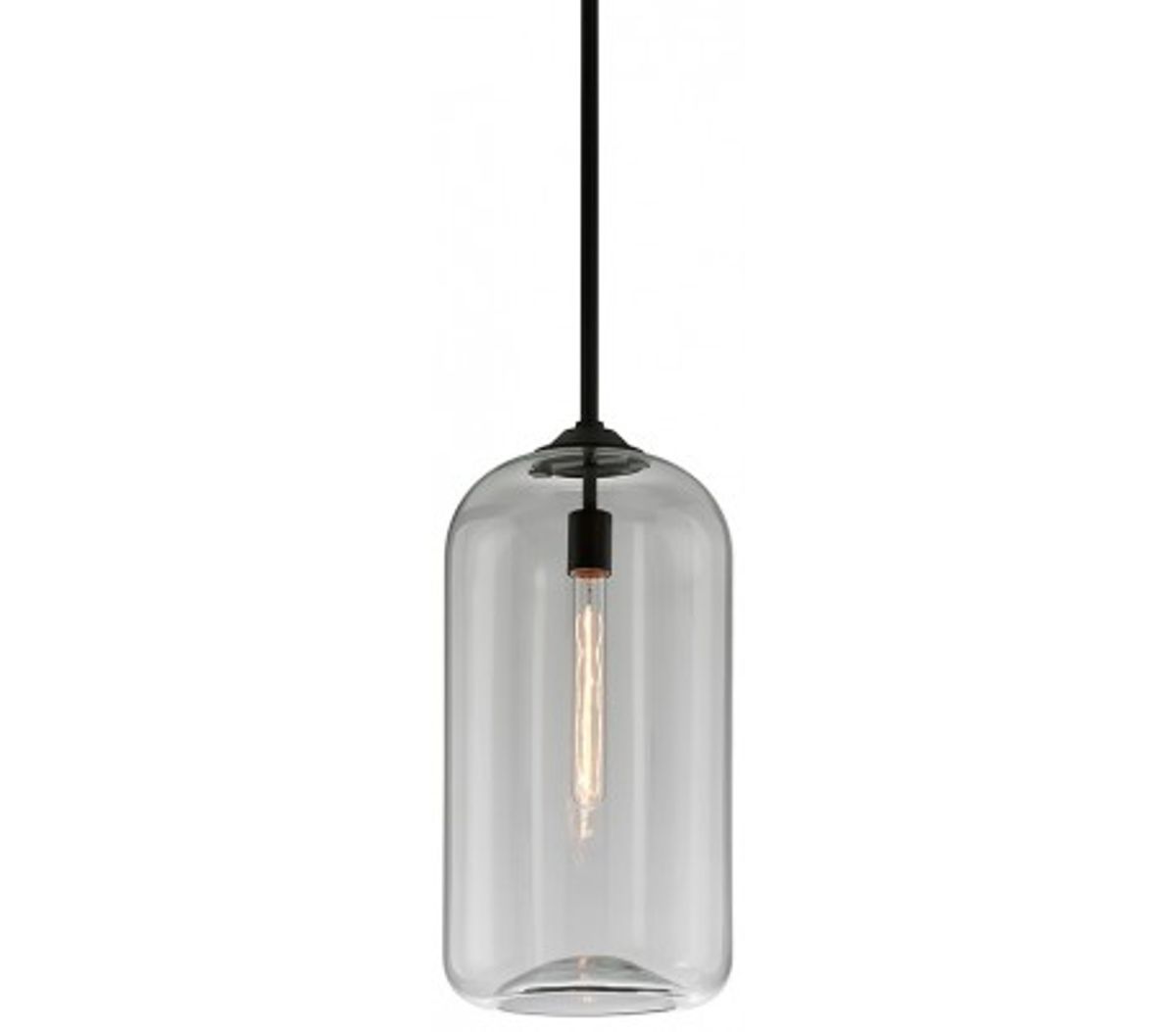 District Loftlampe i glas og jern Ø25,5 cm 1 x E27 - Satineret sort/Sort