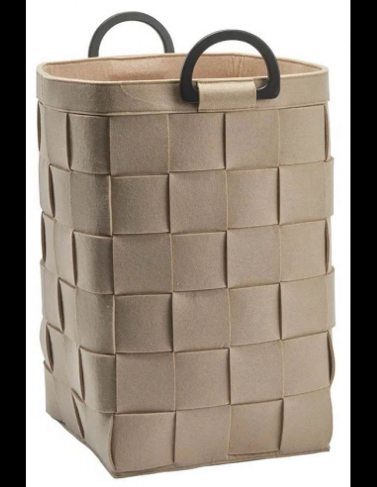 DIX Vasketøjskurv i genanvendt polyester filt og bambus H57,5 x B34 x D34 cm - Beige