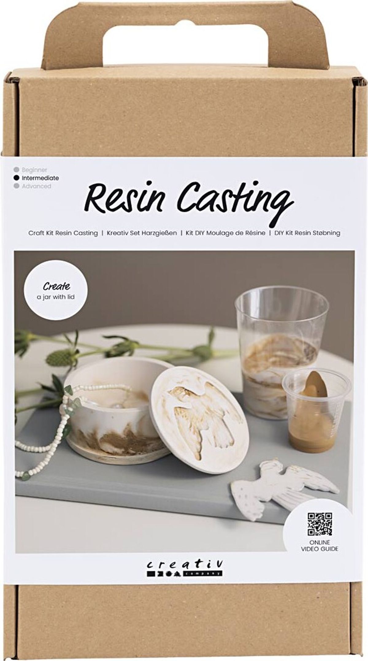 Diy Kit Resin Støbning - Krukke Med Låg - Beige - Off White